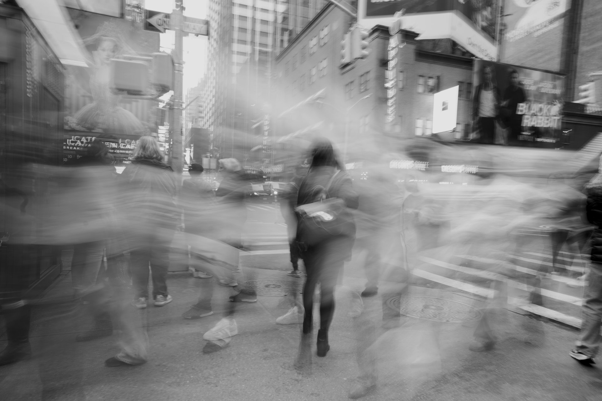 New York Street Photo with smoke on a cloudy day